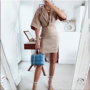 Zara Linen Cut Out Mini Dress Size S